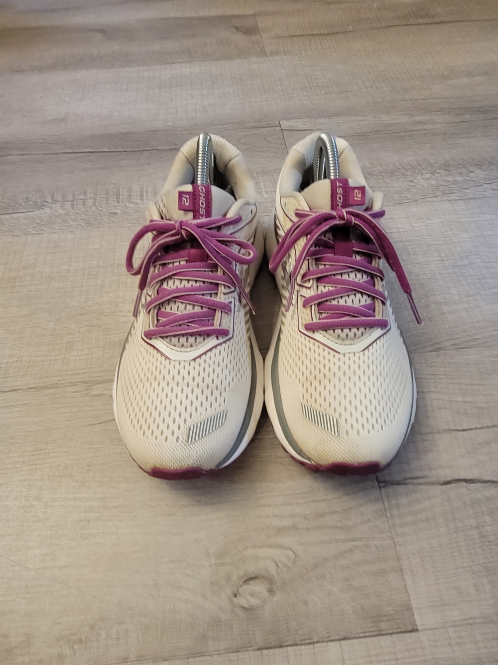 Brooks Women's Neutral Running Shoes in Cream with Pink Accents